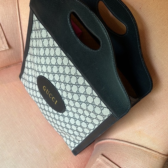 VINTAGE BLUE MONOGRAM CANVAS SHOPPING BAG TOTE HANDBAG - Picture 3 of 14